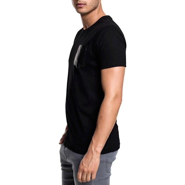T-shirt - Urban Classic - Imitationslæder - Brystlomme - Korte ærmer - Sort svart/svart S