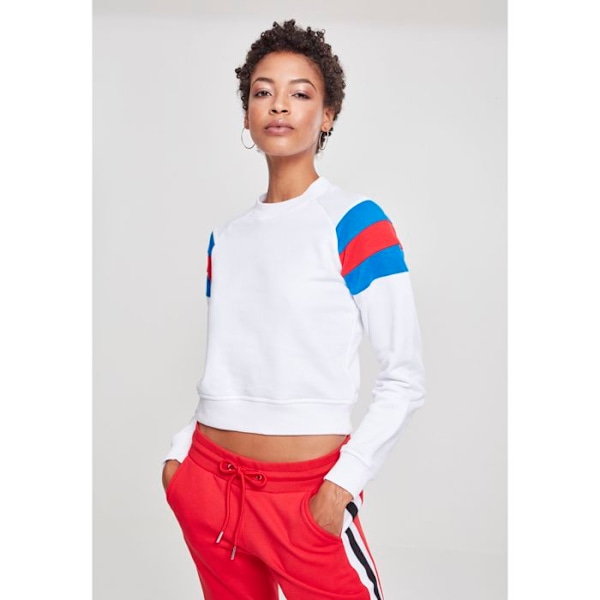 T-shirt dame - Urban Classic - stribe - Hvid - Tætsiddende - Korte ærmer vit/fluorescerande blå/lysröd XL