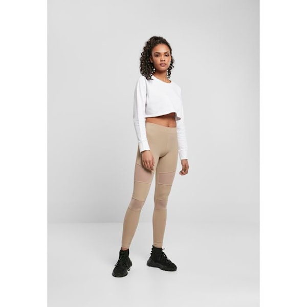 Naisten leggingsit - URBAN CLASSICS - Tech-mesh - Verkko-insertit - Erinomainen mukavuus - Suuret koot kastanj XXXL