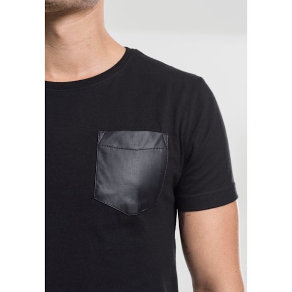 T-shirt - Urban Classic - Imitationslæder - Brystlomme - Korte ærmer - Sort svart/svart S
