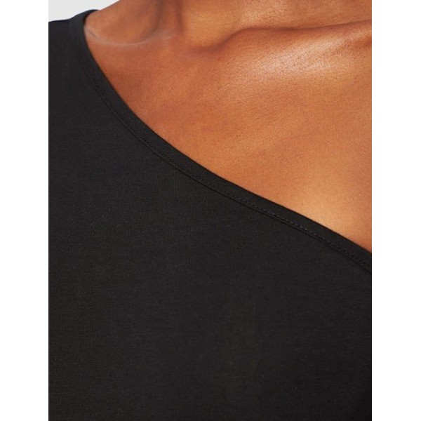 T-paita Urban classics - TB3212 - Naisten epäsymmetrinen pitkähiha T-paita Femme Svart XS