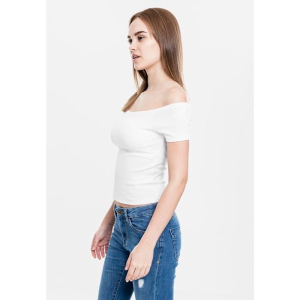 Top uden stropper - URBAN CLASSICS - Off Shoulder Rib Top - 97% bomuld - Tætsiddende - Kvinde Vit S