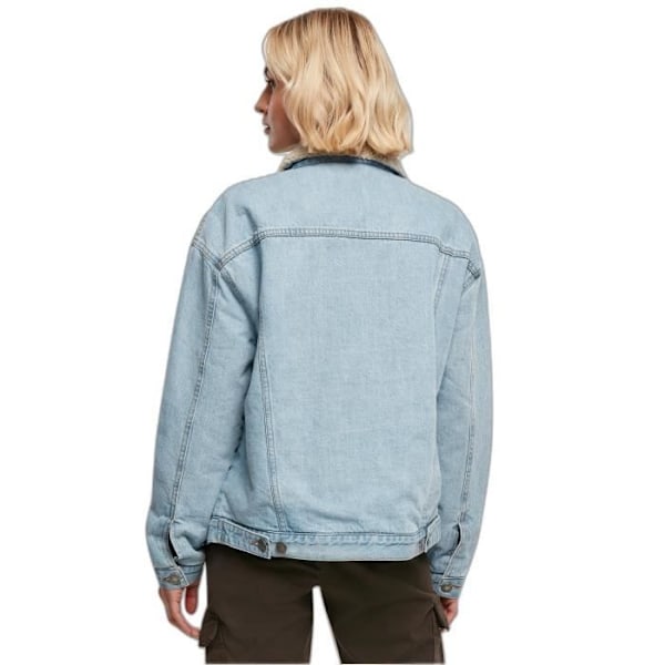 Urban Classics GT Dam Oversized Sherpa Collar jeansjacka - ljusblå - 2XL Ljusblå XXL