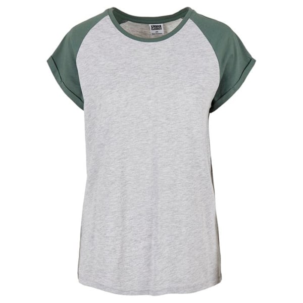 T-shirt dam - Urban Classics - Kontrast Raglan - Ljusgrå/grön - Kortärmad - Loose fit ljusgrå/grön S