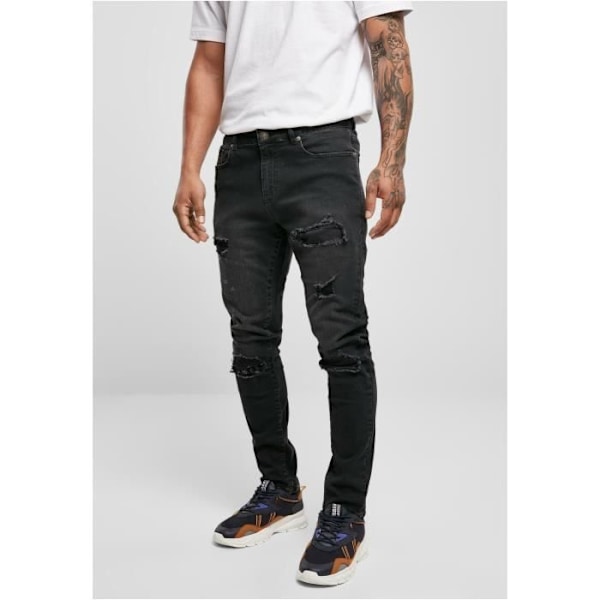 Jeans slim Urban Classics Heavy Destroyed - sort - 28x32 Svart 28