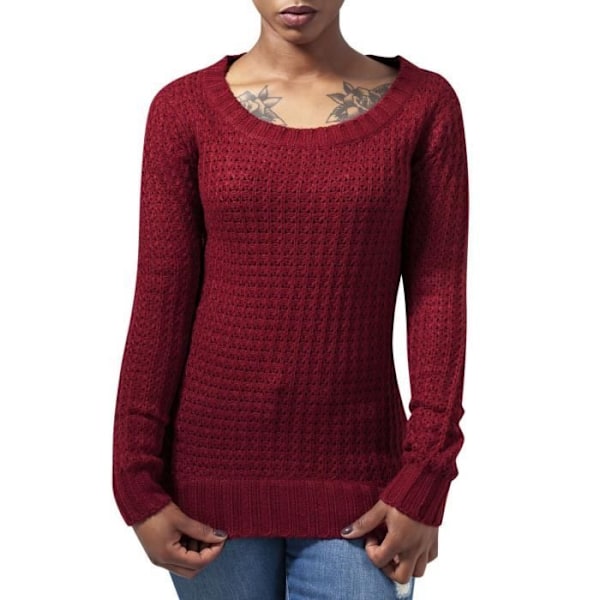 Sweater - Urban Classics - LANG VID HALS - Burgunder - 100% Akryl - Kvinde Röd M