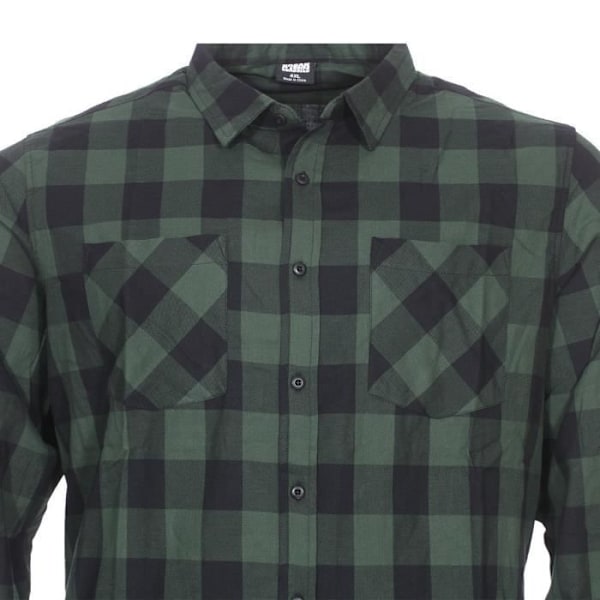 Ruudullinen paita - Urban Classics - Vihreä ja Musta - Pittkät hihat - Klassinen kaulus - 100% Puuvilla Sort, grøn XXXXXL