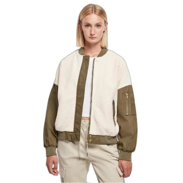 Blouson sherpa oversized kvinde Urban Classics GT - hvid/mørkegrøn - 2XL Vit/mörkgrön XXXXL