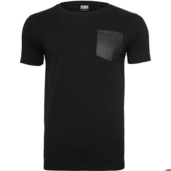 T-shirt - Urban Classic - Imitationslæder - Brystlomme - Korte ærmer - Sort svart/svart S