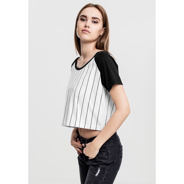 T-shirt dame - Urban Classic - Baseball - Hvid/Sort - Korte ærmer - Tætsiddende fit vit svart M