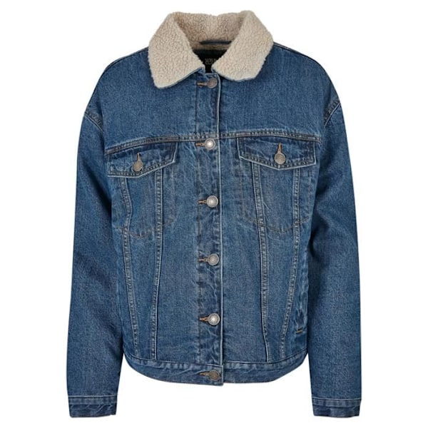 Jeansjacka - Urban Classics - Oversize - Sherpa-krage - Mysig foder - Dam marinblå jag