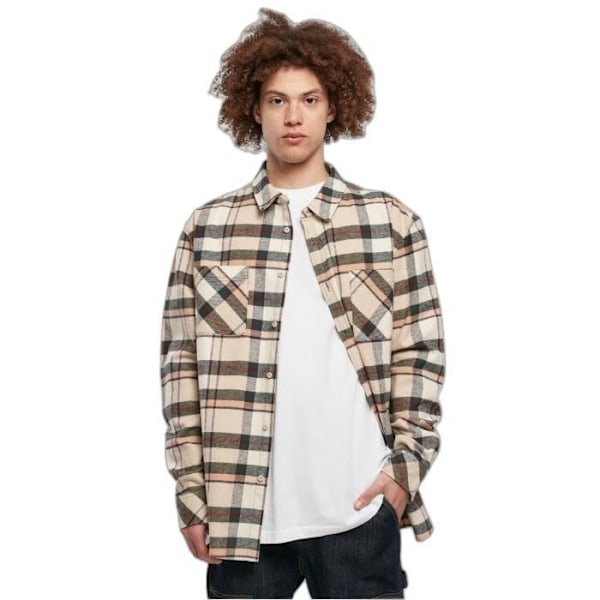 Urban Classics Mountain ruudullinen paita - beige/tumma vihreä - S