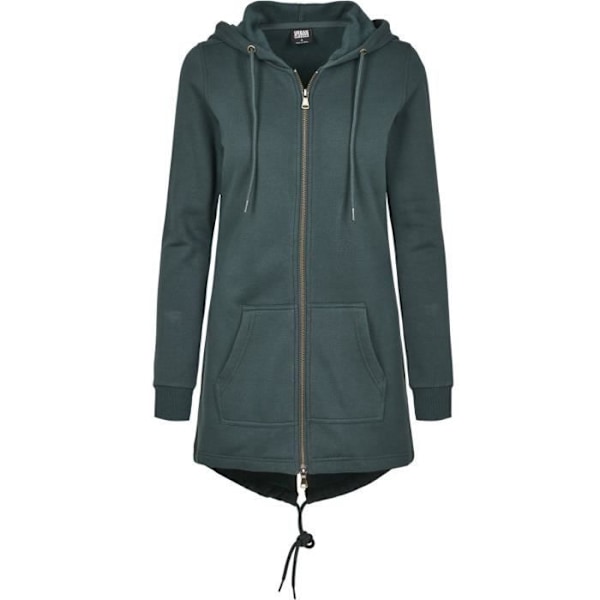 Urban Classics Damer - SWEAT PARKA Lang Lynlås Hættejakke flaskgrön XS