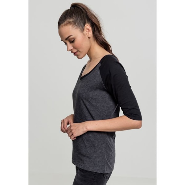 T-paita Raglan - Urban Classics - 3/4-hihat - 100% Puuvillaa - Väri Hiili/Musta - Regular-leikkaus Hiili / Musta XS