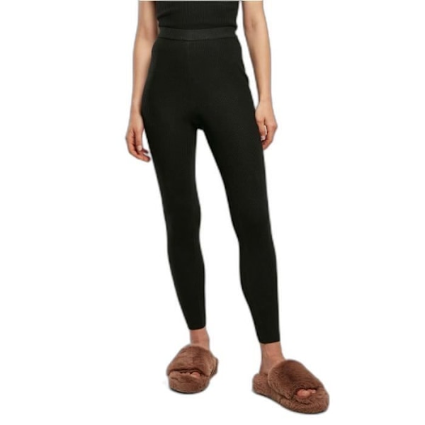 Naisten leggingit Urban Classics Rib Knit GT - musta - 5XL Svart XXXL