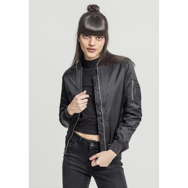Bomberjacka dam - Urban Classic - Basic - Svart - Zippficka - Orange foder svart M