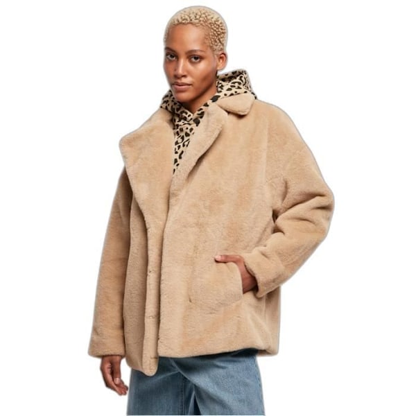 Naisten takki Urban Classics Lapel Teddy - beige - S Beige M