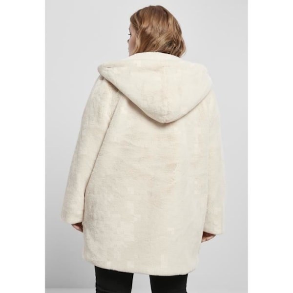 Jakke med hætte til kvinder Urban Classics teddy coat (store størrelser) hvid XXL