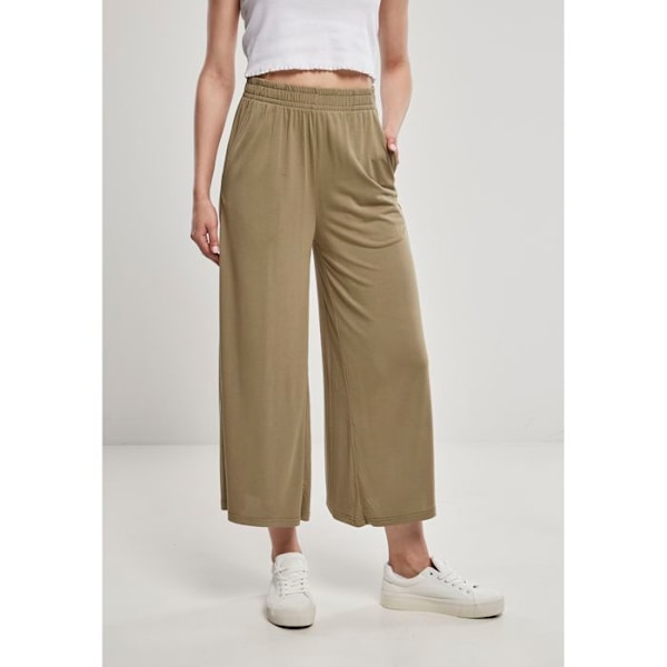 Bredde bukser til kvinder - Urban Classics - Høj talje - Kaki farve - Løs pasform - 3/4 længde grön khaki M