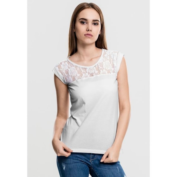 Naisten T-paita - Urban Classics - pitsitoppi - musta - 100% puuvilla - lyhyet hihat Vit jag