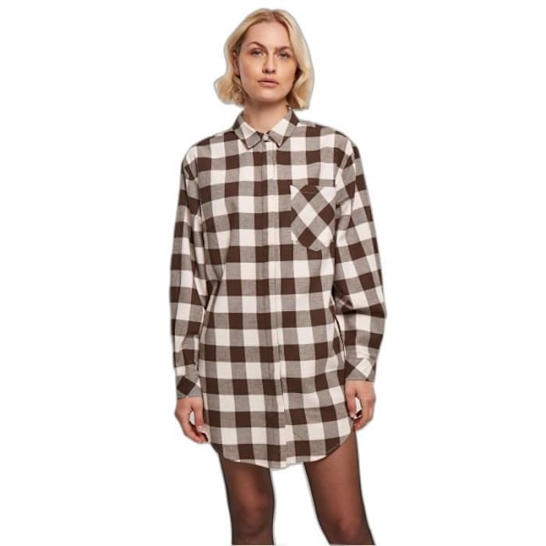 Oversize flannel skjorte kjole til kvinder Urban Classics - rosa/brun - M
