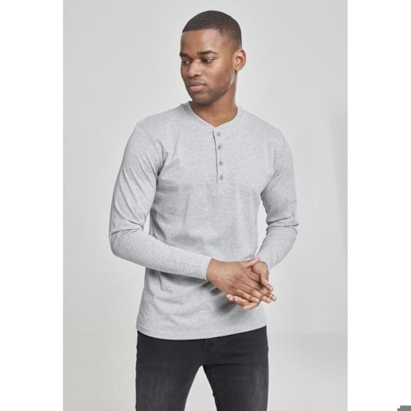 T-paita - Urban Classics - Henley - Pitkät hihat - 90% Puuvilla - Väri harmaa grå M
