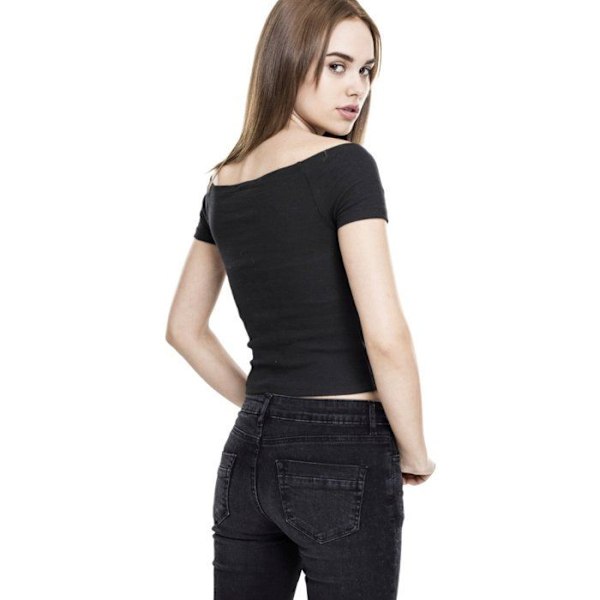 Urban Classics Naiset - Olkapäällä Rib Top ilman olkaimia Svart XL