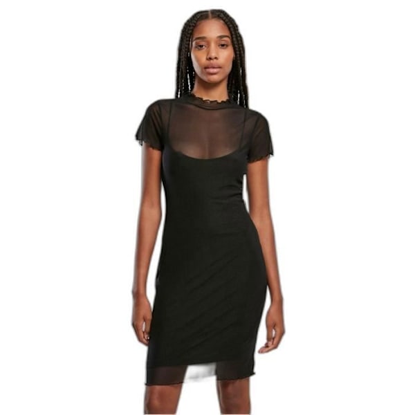 Dobbeltlagskjole - Urban Classics - Sort - Kortærmet - Elastisk underdel - Slim fit Svart M