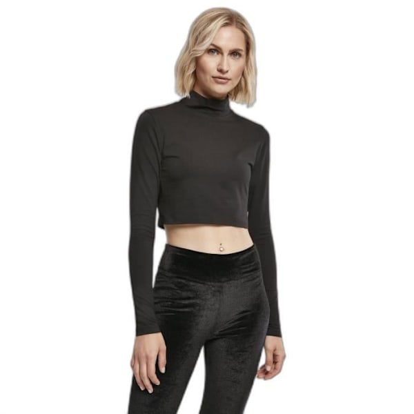 Urban Classics GT - musta - XXL naisten lyhyt orgaaninen pitkähiha T-paita pyöreällä kaulalla Svart XXXXL