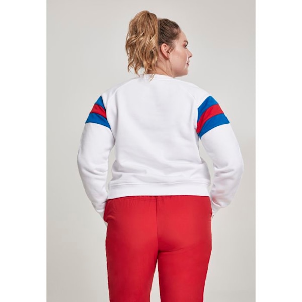 T-shirt til kvinder i store størrelser - Urban Classic - Stribet crew - Bomuld - Korte ærmer - Rund hals vit/fluorescerande blå/lysröd XXL