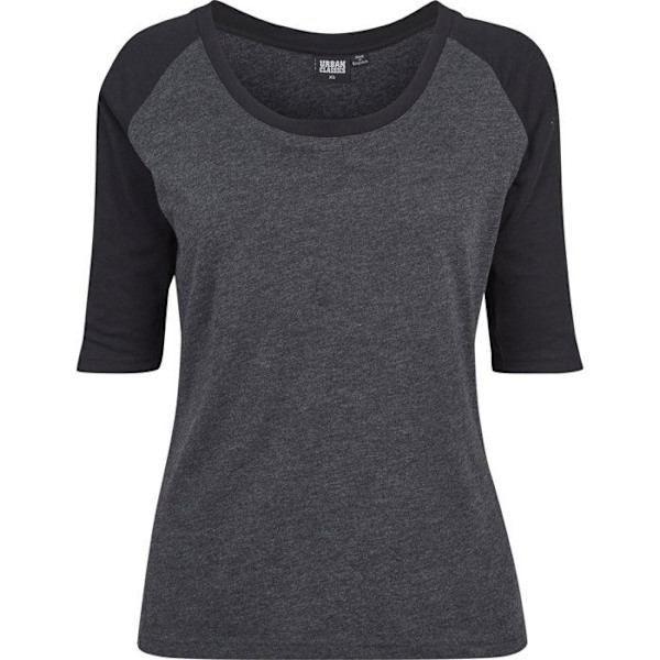 Urban Classics Naisten - 3/4 RAGLAN Pitkähiha T-paita Träkol / Svart M