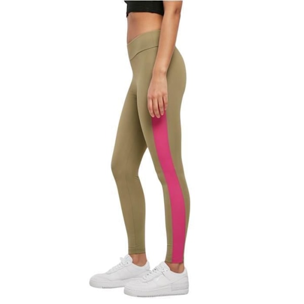 Urban Classics Dam Color Block Leggings - khakigrön/lila - XS Kakigrön/lila S
