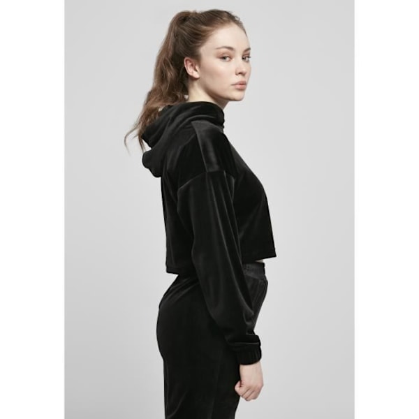 Urban Classics cropped sammet oversized luvtröja dam (GT) - svart - XXL Svart XXL