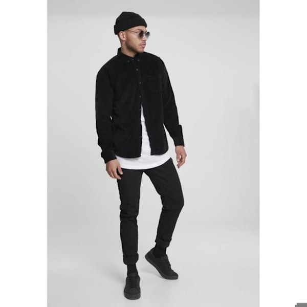 Skjorte - Urban Classic - Fløjl - Sort - Lange ærmer - Regular svart XL