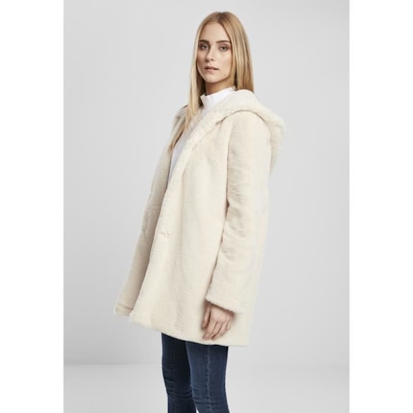 Urban Classics teddy coat med hætte til kvinder hvid M