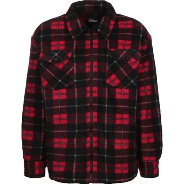 Kevyet Takki - Urban Classics - Ruudullinen Teddy - Punainen/Musta - Pitkät Hihat - 2 Rintataskua röd svart XL