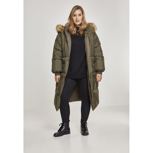 Parka dam - Urban Classics - Fuskpäls Pufferjacka - Lång - Svart - Bekväm och stilren svart/svart XL