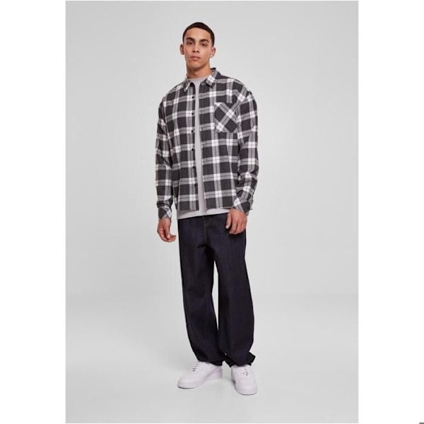 Surchemise - Urban Classics - Oversize - Klassisk krave - Ternet mønster - Grå/Hvid grå vit jag