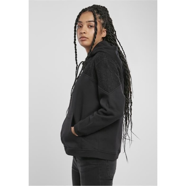Sweatshirt - Urban Classics - Blonder indsats - Sort - Hætte - Lange ærmer Svart S