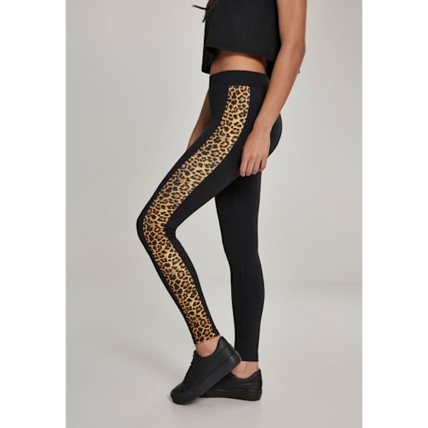 Legging dame - Urban Classic - Stribet - Slangeprint - Elastisk talje - Sort/gul svart/gul/svart XS