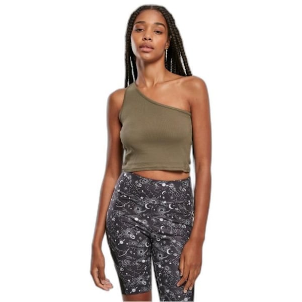 Naisten Urban Classics Asymmetric lyhyt toppi - oliivinvihreä - S Grøn khaki M