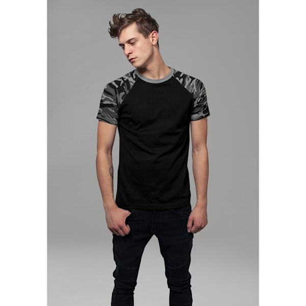 T-paita - URBAN CLASSICS - Raglan Contrast 2.0 - Tummanruskea/Vihreä - 100% puuvillaa - Lyhyet hihat mörkbrun/flaskgrön S