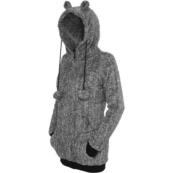 Huppari - Urban Classics - Teddy Zip - Harmaa - Naiset - 100% Polyesteri svart vit XS