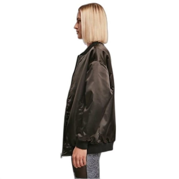 Urban Classics Oversized Satin Bomberjacka för kvinnor - svart - M Svart M