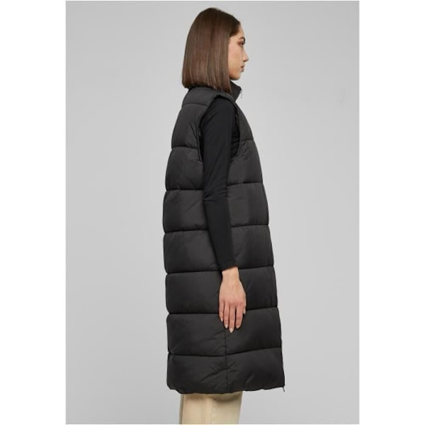 Langpuffer til kvinder - Urban Classics - Lang vest - Sort - Høj krave - Sidelommer Svart S