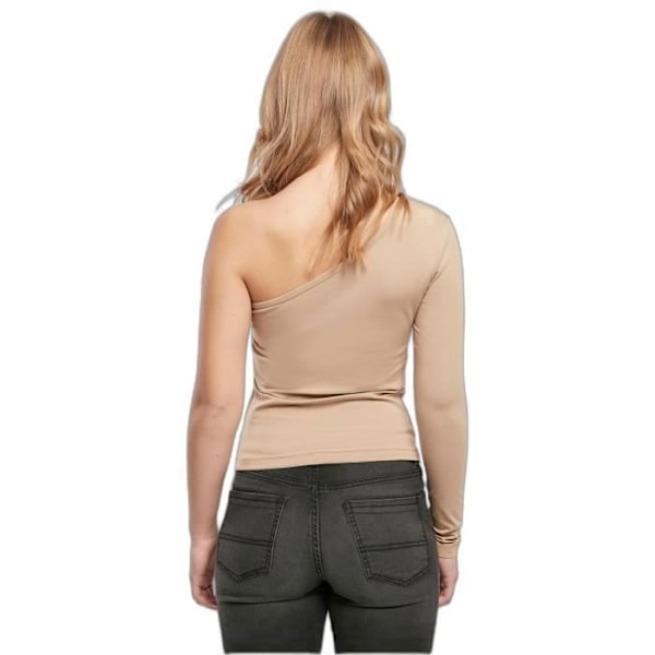 T-shirt dam - Urban Classics - Asymmetriska långa ärmar - Beige - V-ringning - Slimmad Beige XS