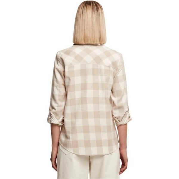 Urban Classics Turnup flannel skjorte til kvinder - hvid - 3XL Vit XXXXL