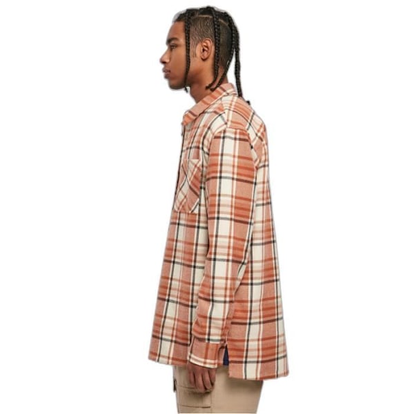 Langærmet oversize skovmandsskjorte Urban Classics Leaves - orange/rød - XL
