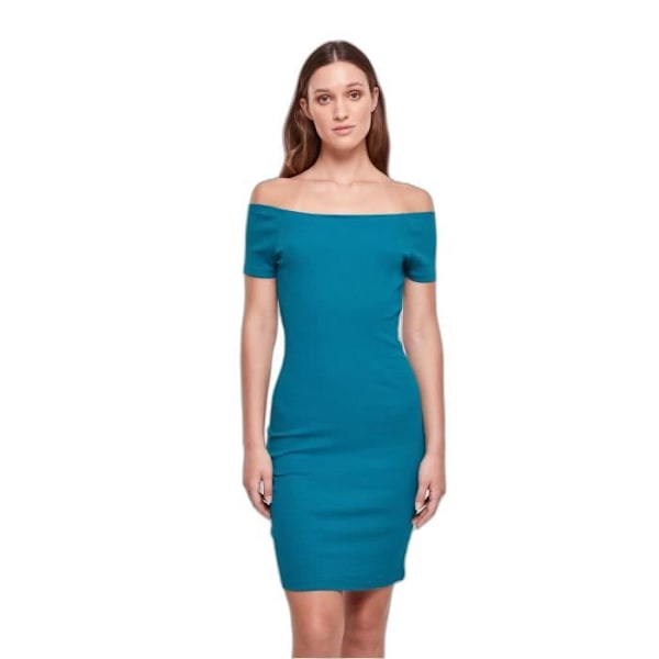 Ribbet kjole med bared shoulders dame Urban Classics - grøn - S Grön XXXXXL