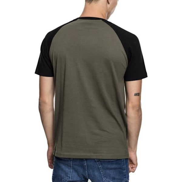 T-shirt Raglan - Urban Classics - Kontrast - 100% bomull - Kortärmad - Färg oliv/svart Svart oliv XXXXL